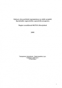 Výzkum vlivu politické reprezentace na výběr projektů Společného regionálního operačního programu. Jihovýchod